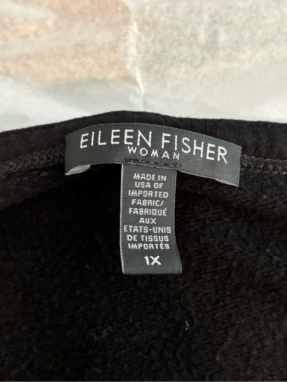Eileen Fisher Woman Black Tencel Lyocell Tunic Top 1X Oversized Minimalist - Picture 6 of 7
